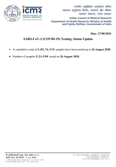 india corona virus samples details icmr 