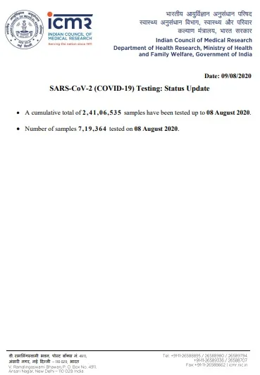 india coronavirus samples tested icmr 