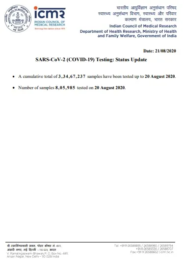 india coronavirus icmr samples tested 