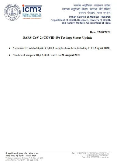 india coronavirus samples tested icmr