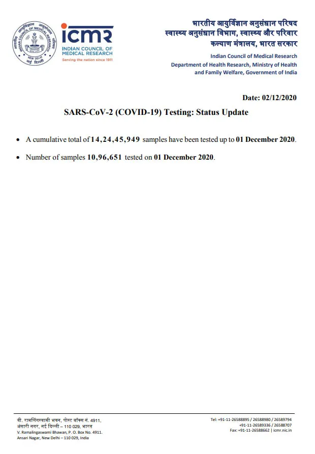 india coronavirus samples tested icmr 