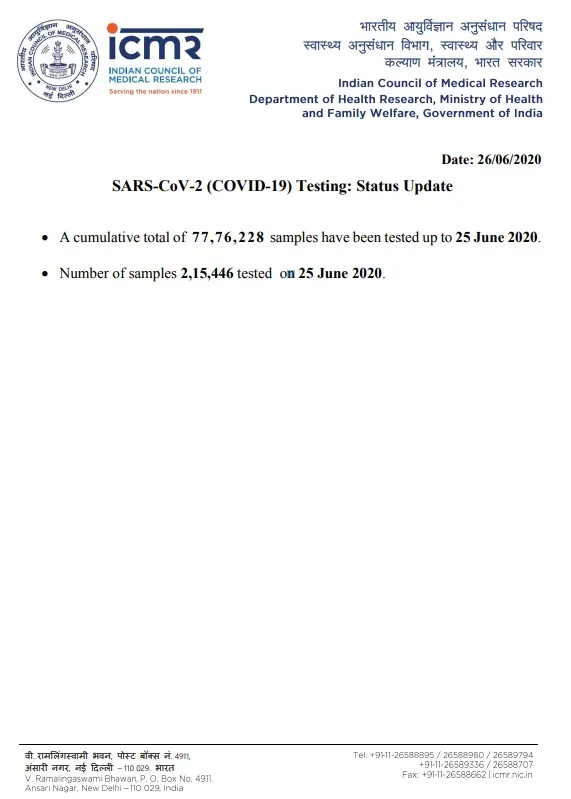 india coronavirus samples tested icmr 