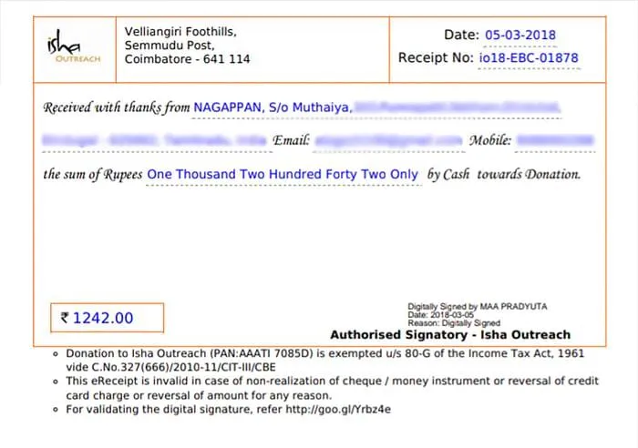 Isha Foundation engages in tax evasion by donating fees!