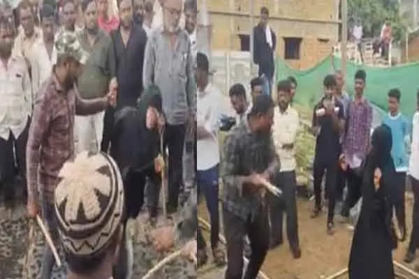 A gang brutally hit the woman outside the mosque for  A complaint filed by the husband