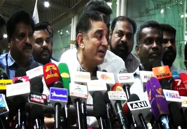 actor kamal hassan madurai airport press meet 