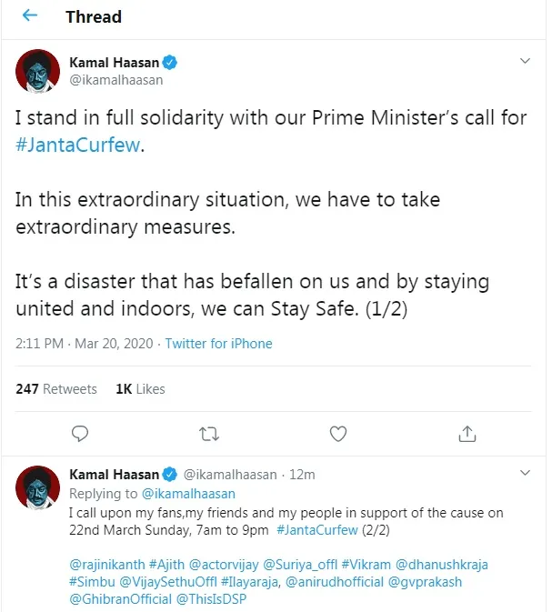 makkal needhi maiam actor kamal hassan tweet coronavirus 