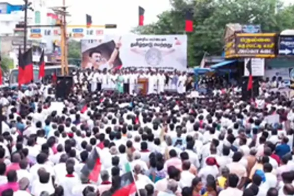 A huge protest on behalf of DMK against the Union Government