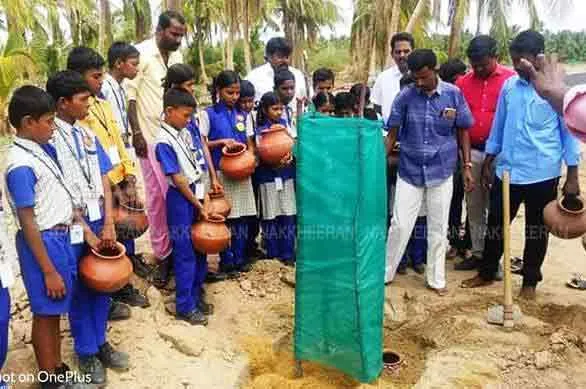  One pot of water is enough for 15 days… students who have supplied 200 earthen pots for trees!