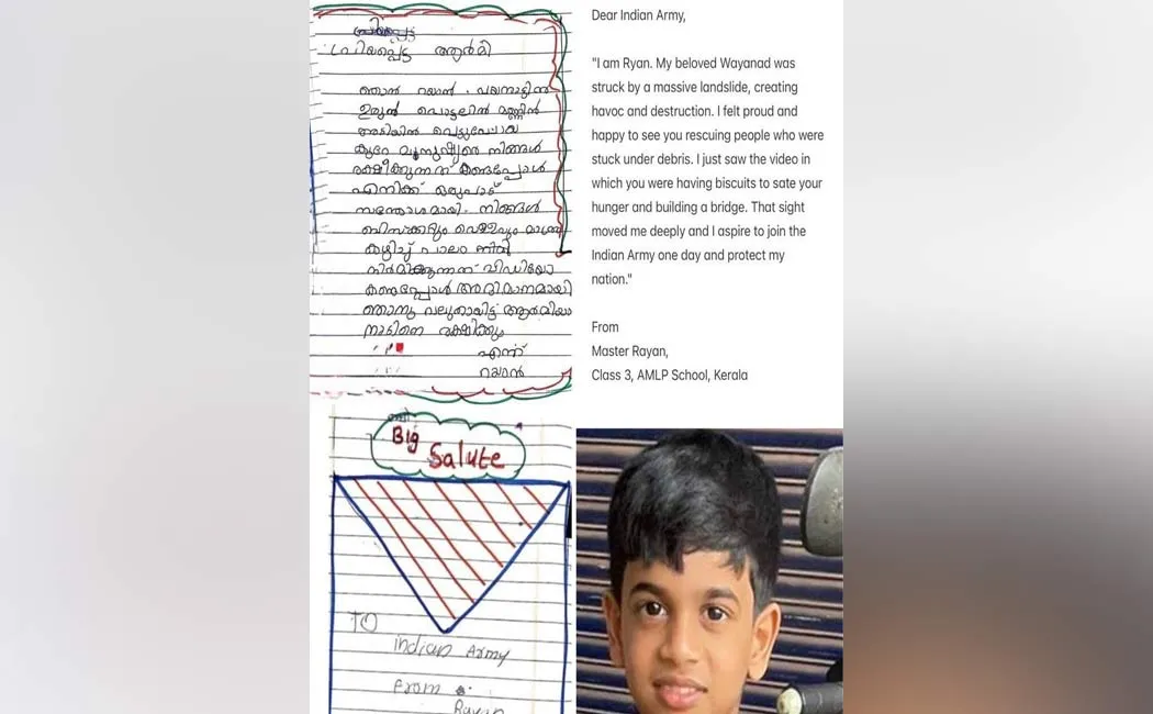3rd class student's emotional letter to Indian Army