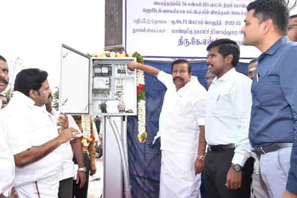 minister kn nehru launched street light trichy corporation