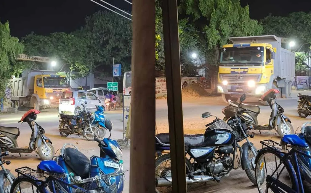 The Revenue Department sent back the stolen sand trucks seized by the police pudukottai