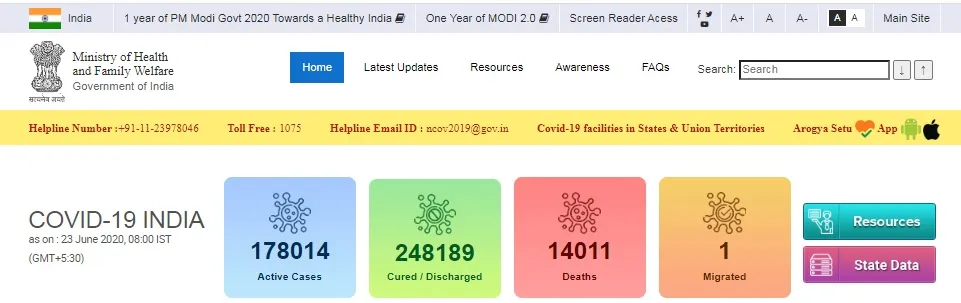 india coronavirus ministry of health and family welfare 