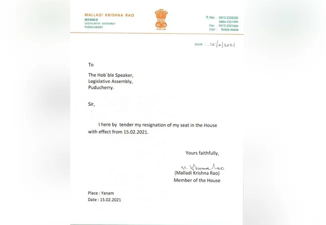puducherry union one more mla resignation 