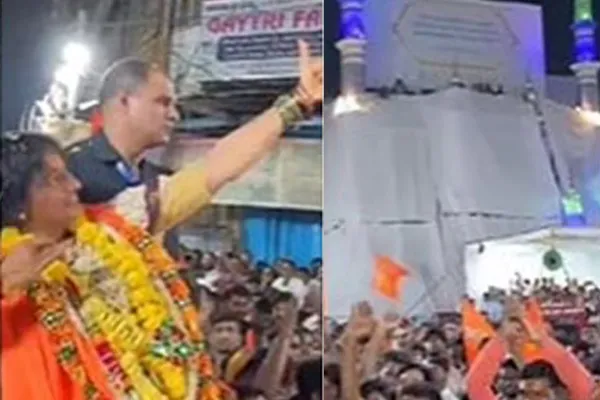 Controversial BJP candidate and Bow arrow towards the mosque in telangana