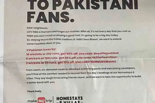 Controversy advertisement against Pakistani fans