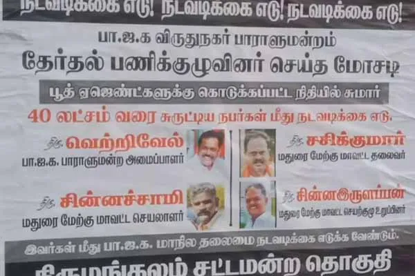 Take action against the BJP executives poster