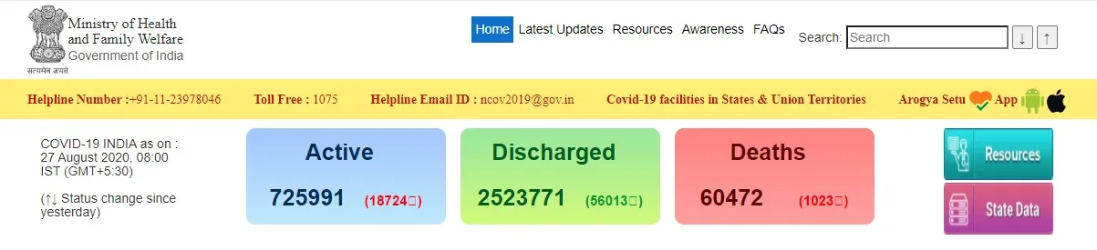 india coronavirus ministry of health and family welfare 