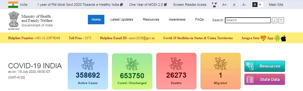 india coronavirus ministry of health and family welfare 