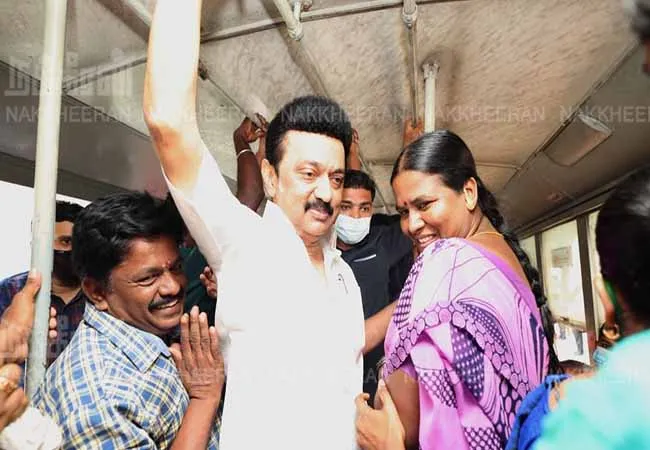 Chief Minister MK Stalin traveling with the public in a government bus!