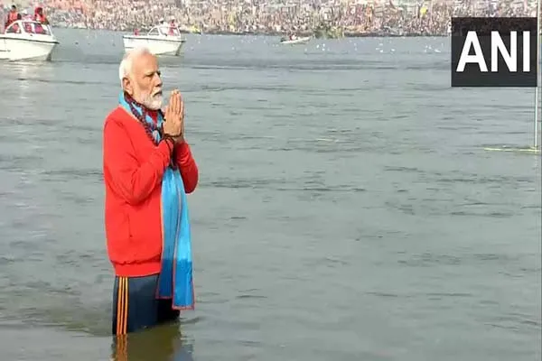 Maha Kumbh Mela PM Modi takes holy dip in Triveni Sangam
