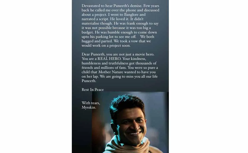 director mysskin mourns puneeth rajkumar death 