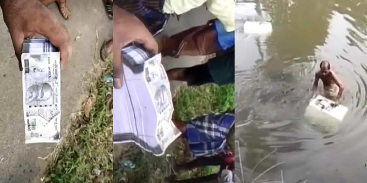 500 note bundles were found while bathing in the river!
