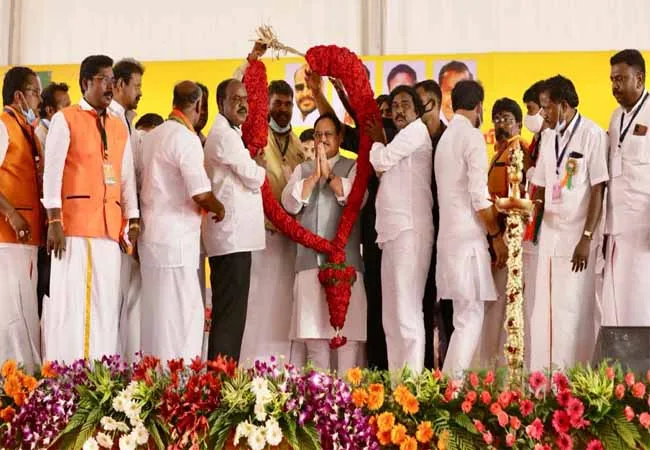 bjp national president jp nadda election campaign at thanjai 
