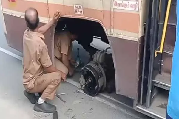  Wheel of govt bus falls off What happened Transport Corporation explains