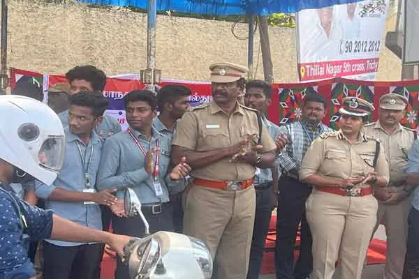 road traffic rules awareness two wheeler rally in trichy 