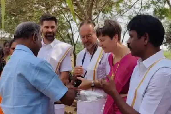 foreigners celebrated in pongal festival at  ariyalur district 