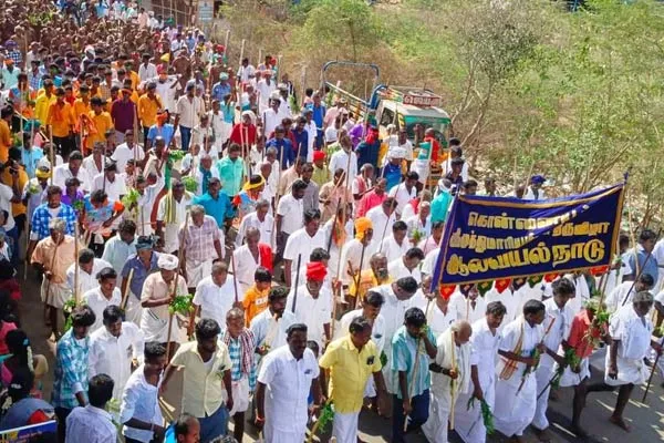An festival on Bathing in the mud and going around the Silambam to worship the Goddess in pudukkottai