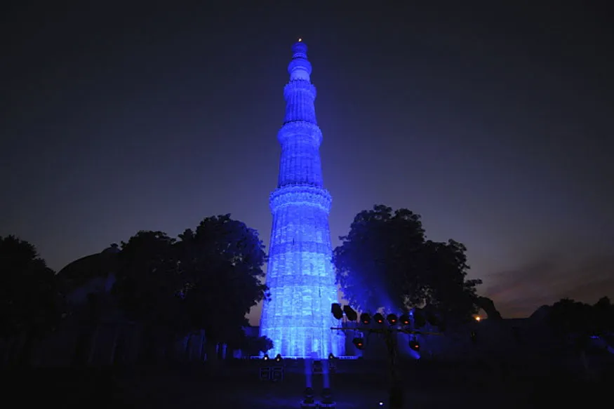 Qutb minar blue light