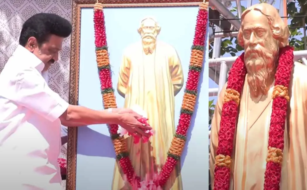 Chief Minister M K Stalin inaugurated the statue of poet Rabindranath Tagore