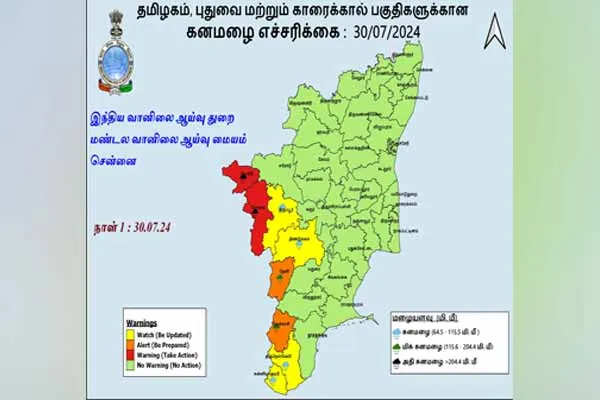 Red alert for two districts Meteorological Department informs
