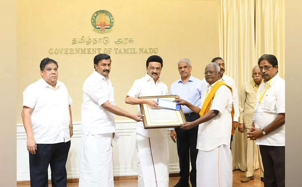 Honorable Chief Minister M.K.Stalin presented the artist classical Tamil award