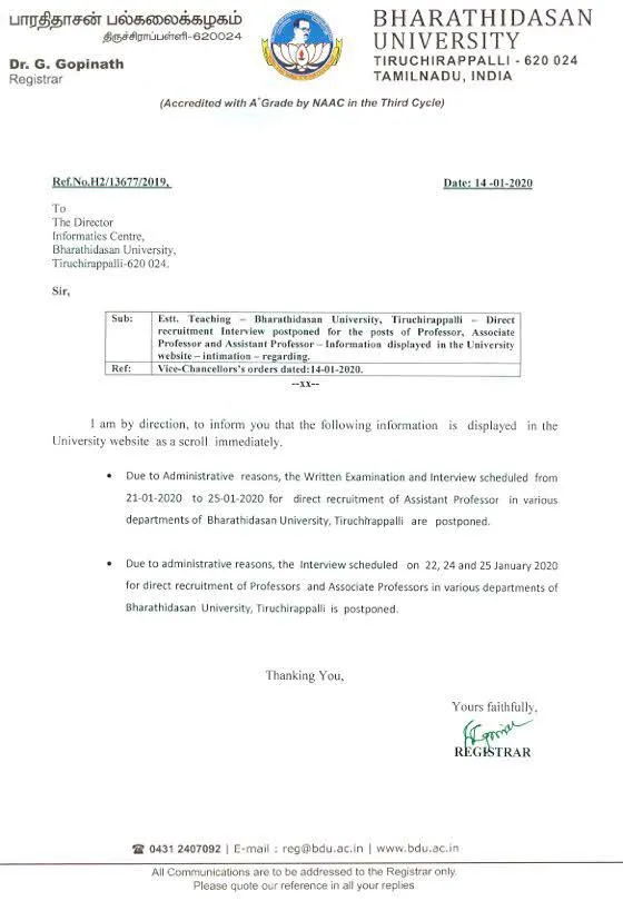 Bharathidasan University-Tamil Nadu  Government