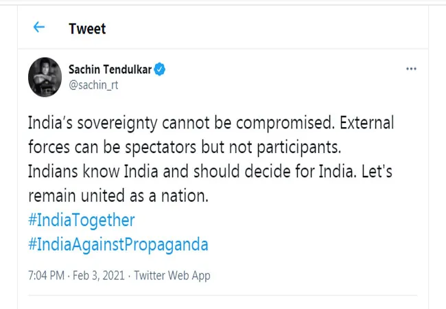 delhi farmers india cricket team former player sachin tweet 