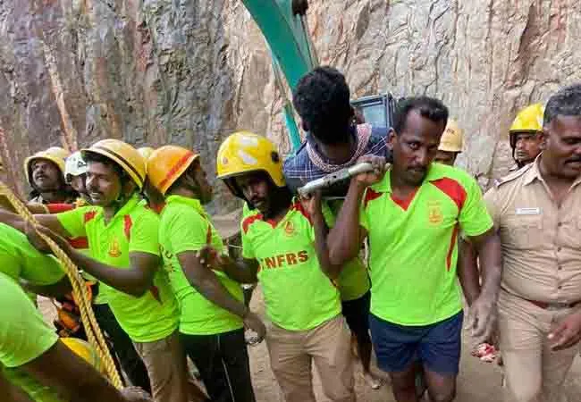 What is the fate of those trapped in the giant rock fall that shifted from a height of 300 feet?