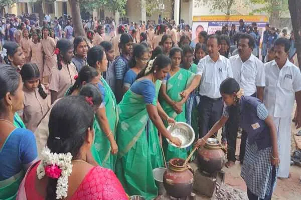 pongal celebrated in pudukkottai district government school