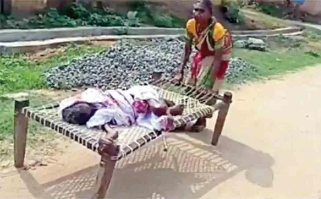 odisha woman brought her 100 year old mother to bank in cot
