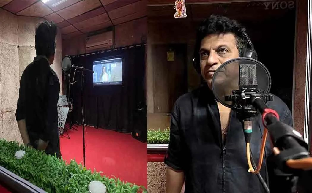 Sivarajkumar speaking dubbing for puneeth rajkumar starring james film