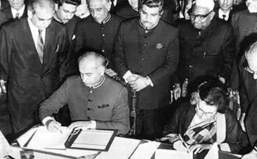 Pakistani flag removed from the table where it was signed Shimla Agreement
