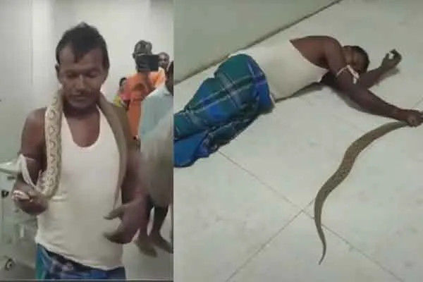  The man who came to the hospital carrying a snake on his shoulder in bihar