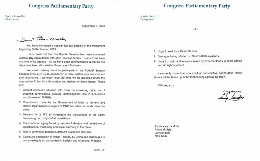 Sonia Gandhi letter to PM Modi