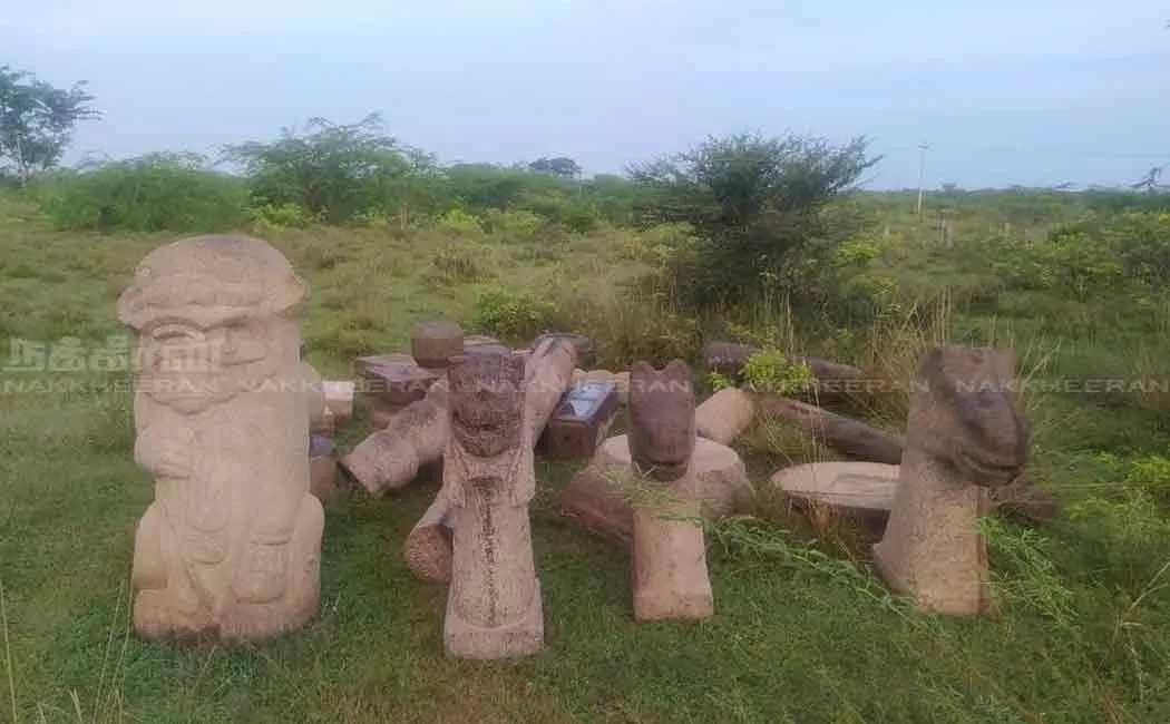 Stone sculptures thrown in the field; Did the thieves bring and throw in pudhukottai 