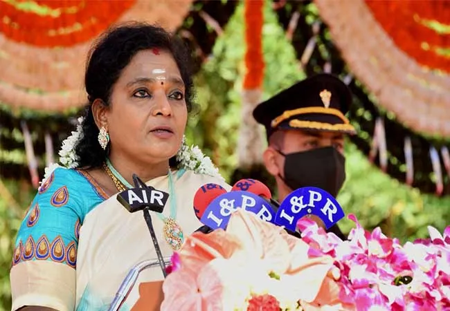 telangana governor press meet at puducherry ariport 