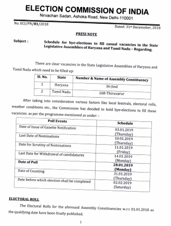 Thiruvarur by election