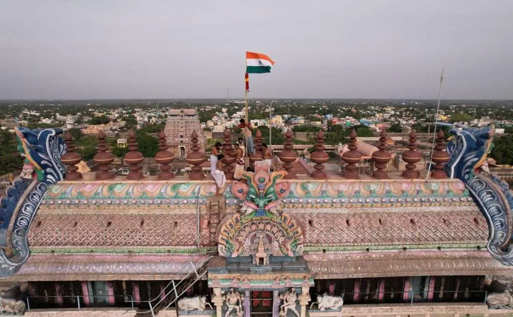 147th National Flag Hoisting at Chidambaram Nataraja Temple Tower!