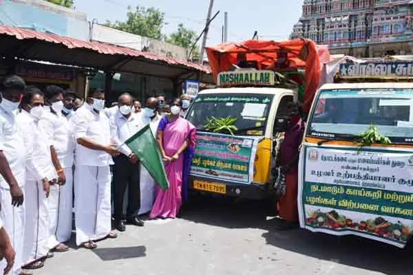 starts  vegetables selling starts in Srirangam Minister KN Nehru 