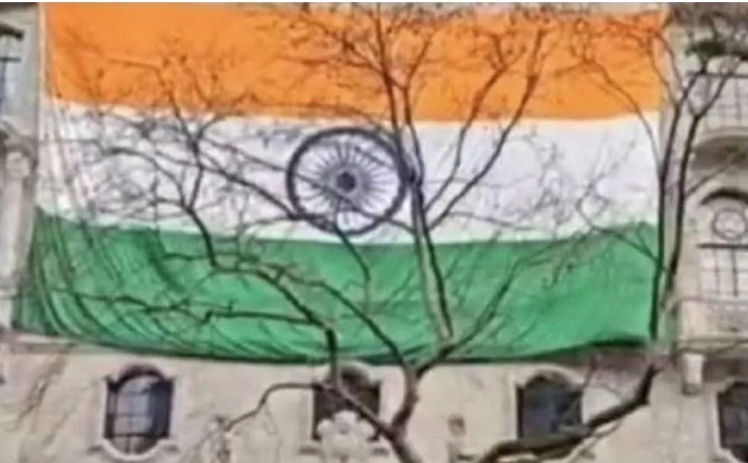 National Flag was hoisted again at the Indian Embassy in London